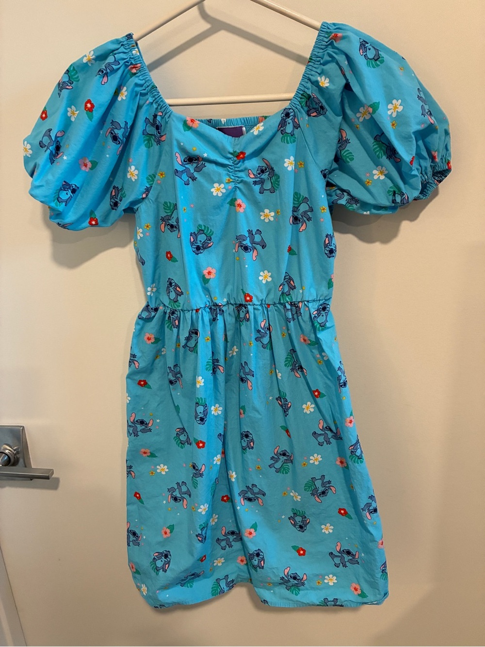 Hybrid Apparel Teal Puff-Sleeve Character Print Dress